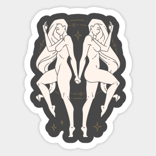 Astrological Symbol of Gemini as Women Illustration Sticker